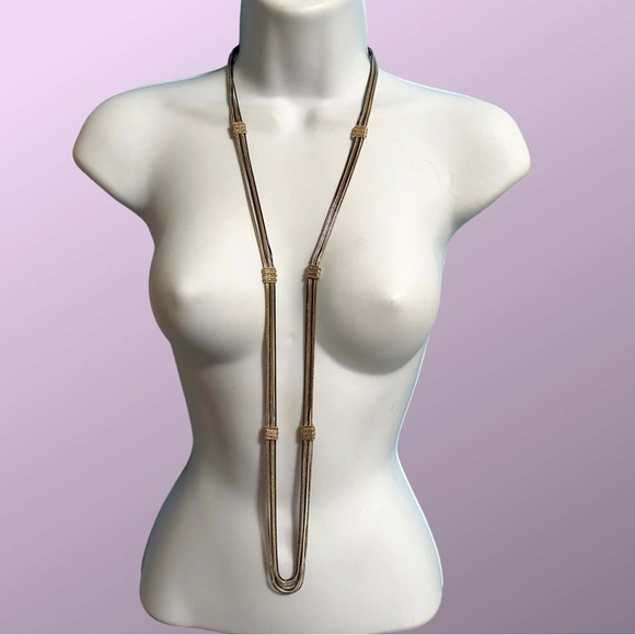 NINE WEST Mixed Metal Multi Strand Long Necklace - Picture 2 of 6